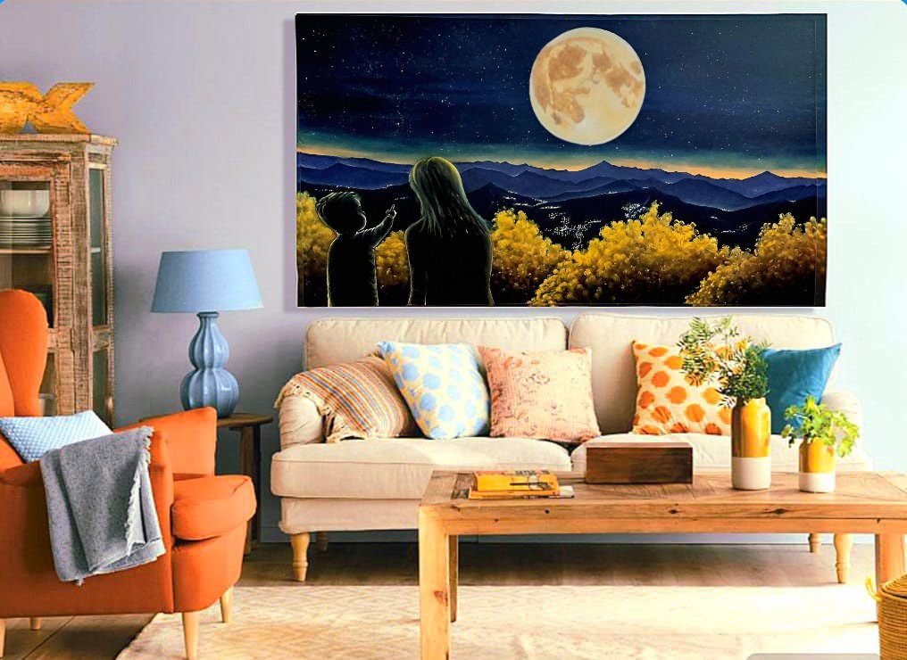 Nuevo pedido terminado y entregado!. 🎨 🖌
Cuadro "Contemplando la luna"
Medidas 1,50 m x 84 cm

#pinturadecorativa #pintura #luna
