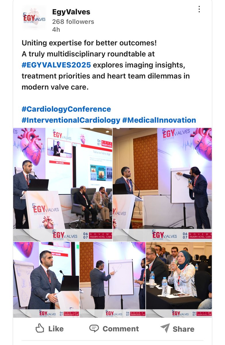 سعيد بالمشاركة بدعوة كريمة في مؤتمر مصر لصمامات القلب EGYVALVES، حيث تمت مناقشة أحدث التطورات في مجال أمراض وصمامات القلب