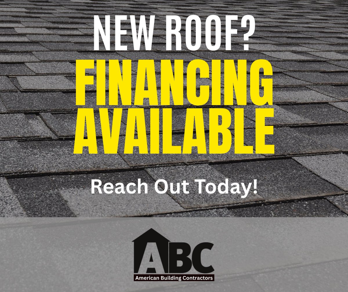 ABCwillhelp's tweet image. Ready for a new roof? Financing is available! ABC makes it simple and affordable to protect your biggest asset. Contact our team today to explore your options and get your project started. ow.ly/mnAt50Xo8tt 

#AmericanBuildingContractors #Homeowner #ProtectYourHome #Roofing