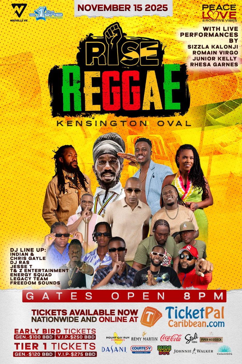 𝗧𝗵𝗲 𝗨𝗹𝘁𝗶𝗺𝗮𝘁𝗲 𝗥𝗲𝗴𝗴𝗮𝗲 𝗘𝘅𝗽𝗲𝗿𝗶𝗲𝗻𝗰𝗲 𝗔𝘄𝗮𝗶𝘁𝘀!

This is more than a concert — it’s a movement of music, unity, and Caribbean pride 🇧🇧💫
🎟️ Get your tickets now and be part of the RISE!
Go to @ticketpalcaribbean

#RiseReggae #ReggaeVibes #OneLove