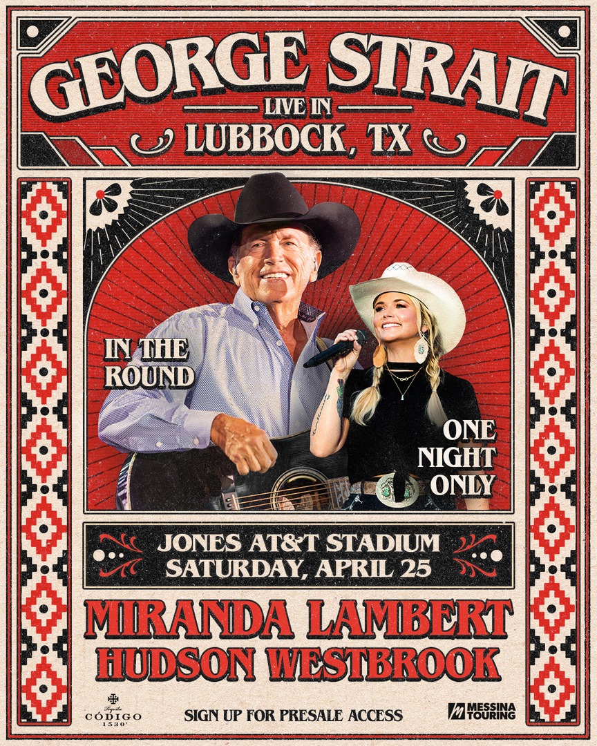 There’s nothing quite like a George Strait show in the lone star state. Over a decade since his last show in Lubbock, The King returns to Raiderland with an all Texans line up, including @MirandaLambert and <a href="/HudsonWMusic/">Hudson Westbrook</a>. 

Sign up now for early access to tickets:
