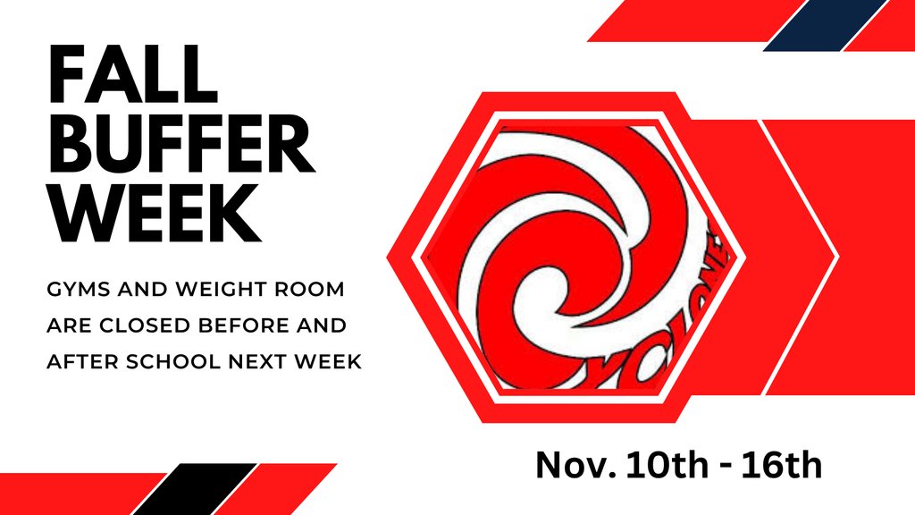 Next Week is the KSHSAA Fall Buffer Week observed by all Kansas high schools.  All Gyms and the OHS weight room will be closed before and after school.  The first day of practice for high school basketball and wrestling will be Monday, November 17th.