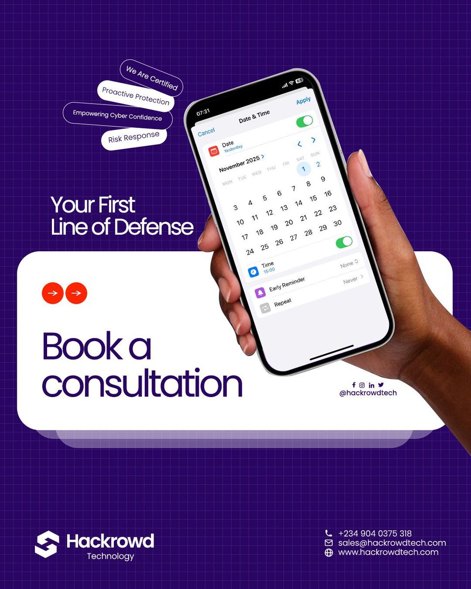 hackrowdtech's tweet image. Don’t wait for an incident.
Train your people to be your first line of defense.
👉 Book a consultation: hackrowdtech.com/corporate-secu…

#CyberAwareness #Hackrowd #CorporateTraining