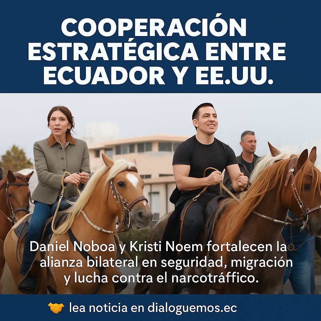 🤝 La secretaria de Seguridad Nacional de EE. UU., Kristi Noem, reafirmó su apoyo a los esfuerzos de Daniel Noboa en la lucha contra el crimen organizado.
 👉 lea la noticia en dialoguemos.ec