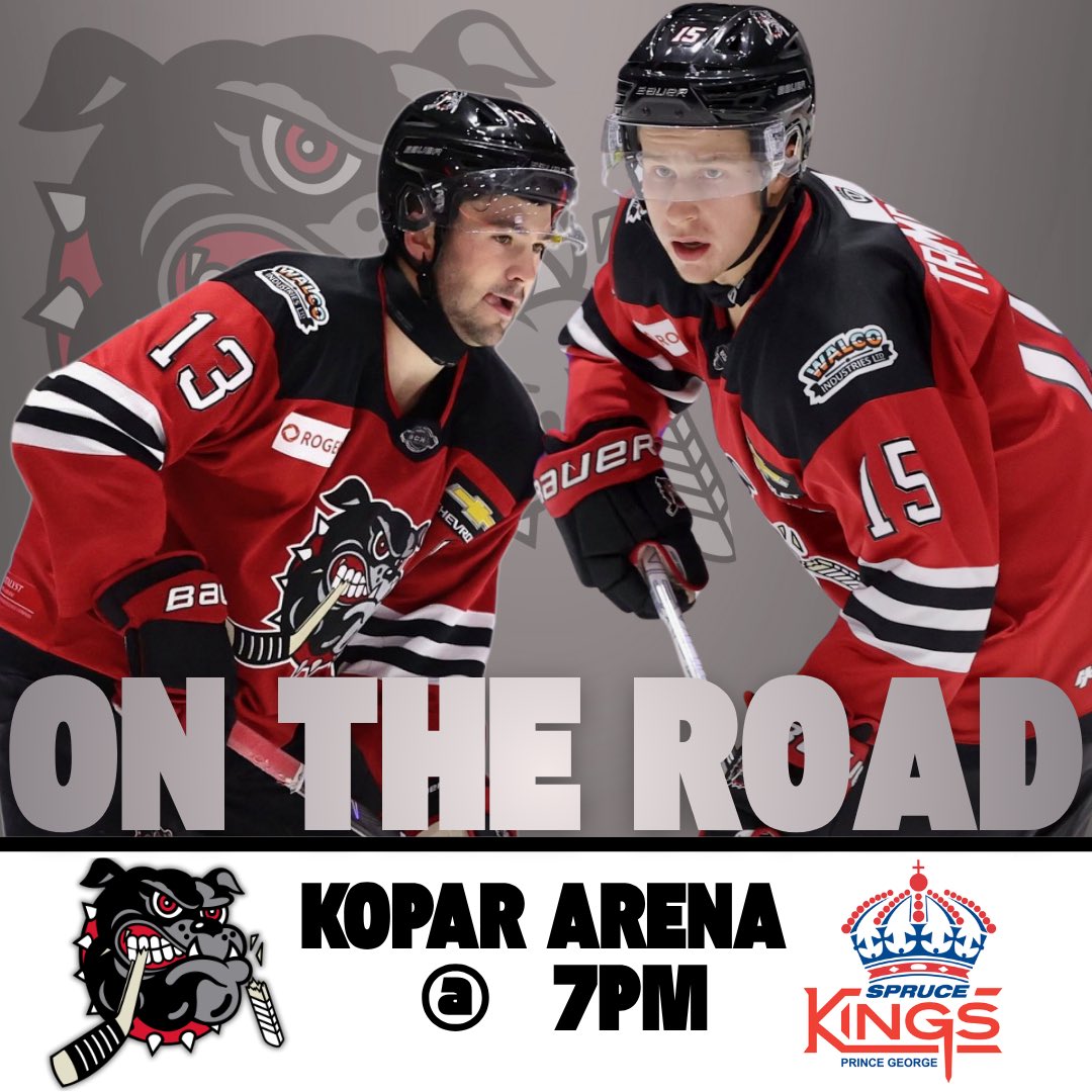IT’S GAMEDAY! We visit the <a href="/SpruceKings/">Prince George Spruce Kings</a> in @bchockeyleague action tonight #bulldogshockey #hockeyvalley 

⏰ 7:00
📺 @flohockey 
📻 <a href="/933thepeak/">93.3 The Peak</a> <a href="/spruceki/">spruce^ki</a>