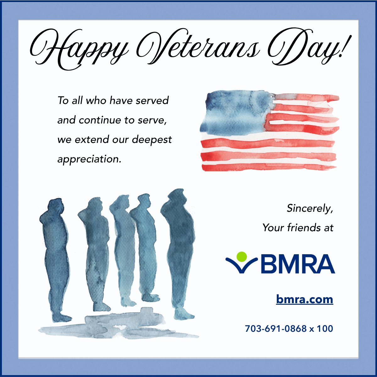 On this Veterans Day, we pause to honor and thank all who have served in our armed forces. We are deeply grateful for your service—past and present. From all of us at BMRA – wishing you a meaningful and heartfelt Veterans Day. #BMRA #VeteransDay #ArmedForces #HappyVeteransDay2025