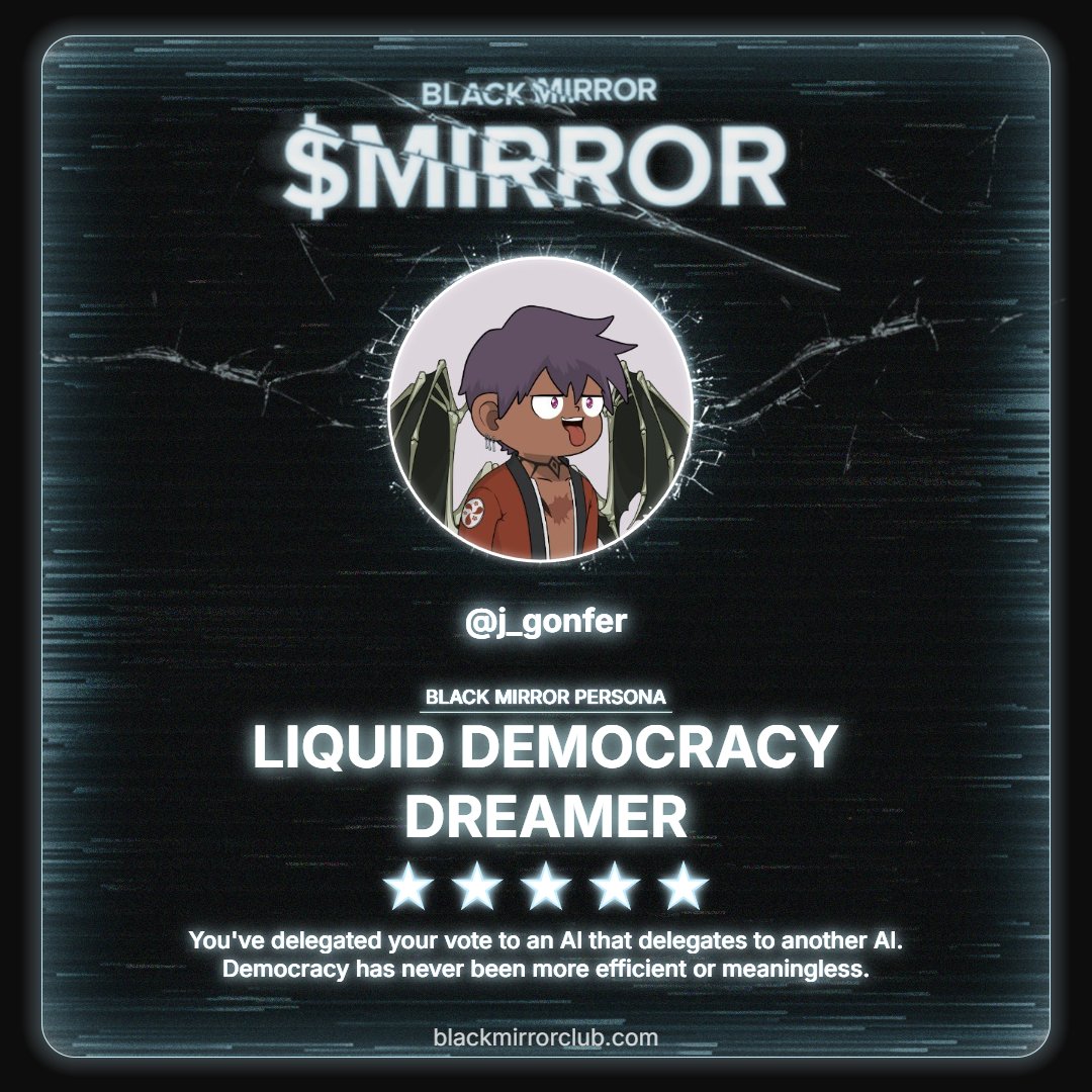 Scanned and processed. The algorithm judged me.
Discover your Black Mirror Persona by <a href="/blackmirror_xp/">blackmirror_xp</a> and claim yours now.
loyalty.blackmirrorclub.com/loyalty