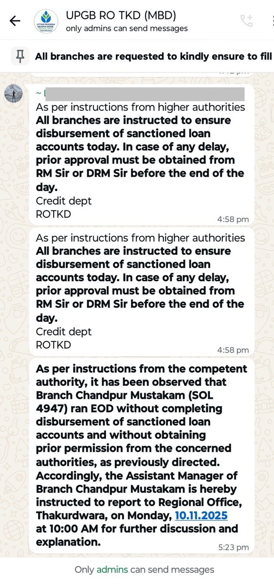 iNitinTyagi's tweet image. #UPGB ठाकुरद्वारा में आतंक और अपमान का माहौल!

उत्तर प्रदेश ग्रामीण बैंक अब नेतृत्व से नहीं, डर और तानाशाही से चलाया जा रहा है। RM Pradeep Mohan Dixit, जो कभी खुद इसी सिस्टम से परेशान और चुप रहने वाले अधिकारी थे, आज वही कर्मचारियों को डराने, अपमानित करने और उत्पीड़न करने का काम…