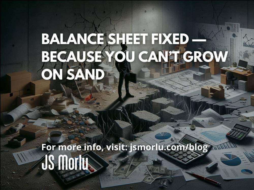 JSMorlu's tweet image. Balance Sheet Fixed — Because You Can’t Grow on Sand #AccountingServices #AccountingTips #BalanceSheet #Bookkeeping #BusinessAccounting #businessgrowth #CashFlowManagement #CPA #financialliteracy #FinancialStatements #SmallBusinessFinance  Read More: 
jsmorlu.com/financial-busi…