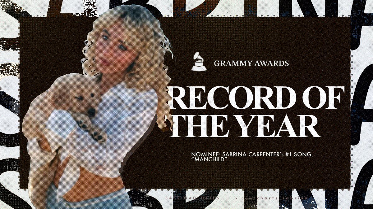 charts_sabrina's tweet image. .@SabrinaAnnLynn’s “Manchild” has been nominated for Record of the Year at the 2026 Grammy Awards.