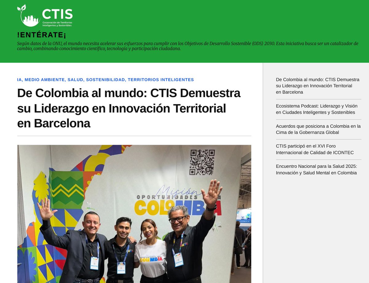 ctiscorp19448's tweet photo. ¡El informe final de Misión: Oportunidades para Colombia en #SCEWC25 ya está en línea! 📰 

👇Lee el resumen completo aquí:  https://t.co/XdBZKfHPcQ 

#MisionColombia #CTIS #SmartCities #Noticias https://t.co/FrGEgOAXRu