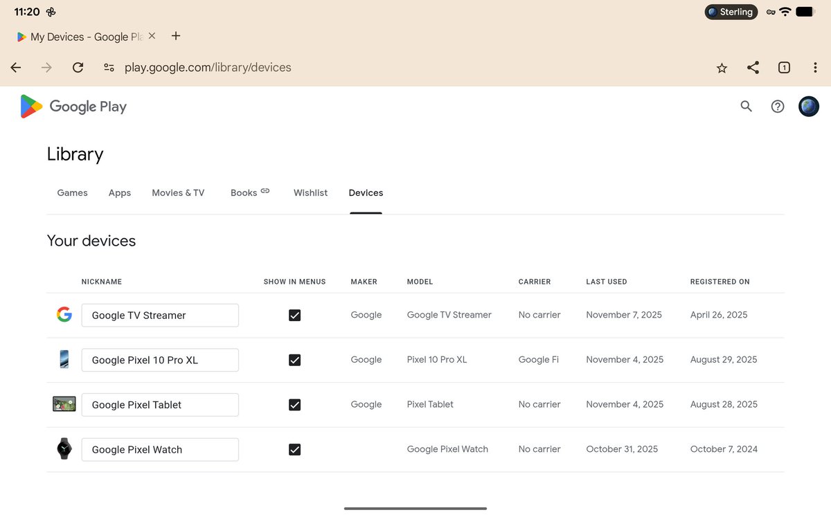 GreenShades9's tweet image. I wonder how long it takes to #GooglePlay Store to remove unused devices, as it finally removed a #PixelTablet that I had forgotten to sign out of 👍

#TeamPixel