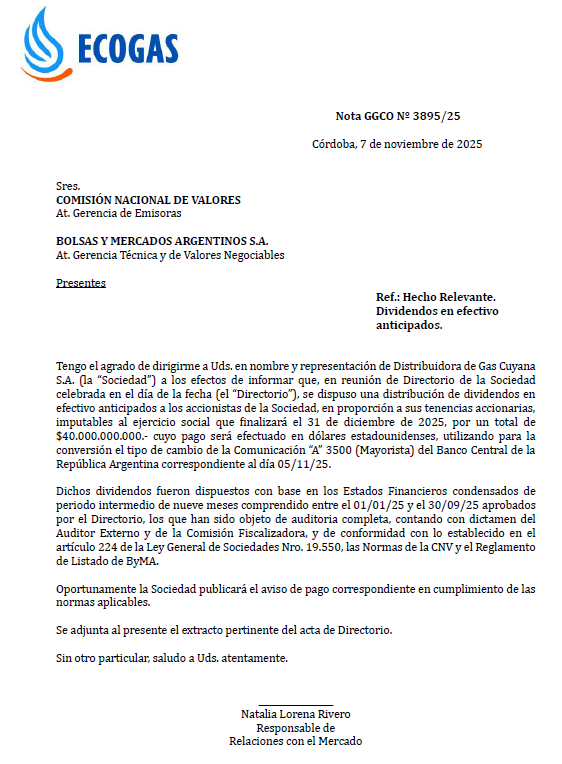 $DGCU anuncia pago de dividendos en efectivo por $ 40.000 millones. Serán abonados en dólares. Equivalen a USD 27.6 millones. Luego confirmarán fecha de corte.

En $DCGU son $ 198 por acción, es decir el 10% de su market cap. Y tener en cuenta que este va a ser el tercer