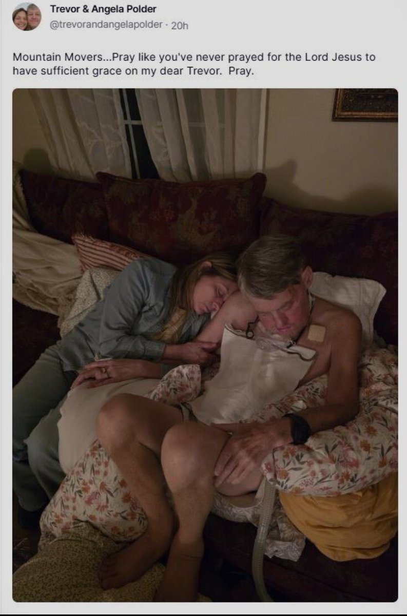 Trevor Polder is fighting for his life with advanced Laryngeal cancer. Please keep Trevor &amp; his family in your prayers. 

#Entheos posted this prayer post re: The Polder family.

t.me/RealEntheos/18…

"The LORD will sustain him upon his sickbed; In his illness, Thou dost