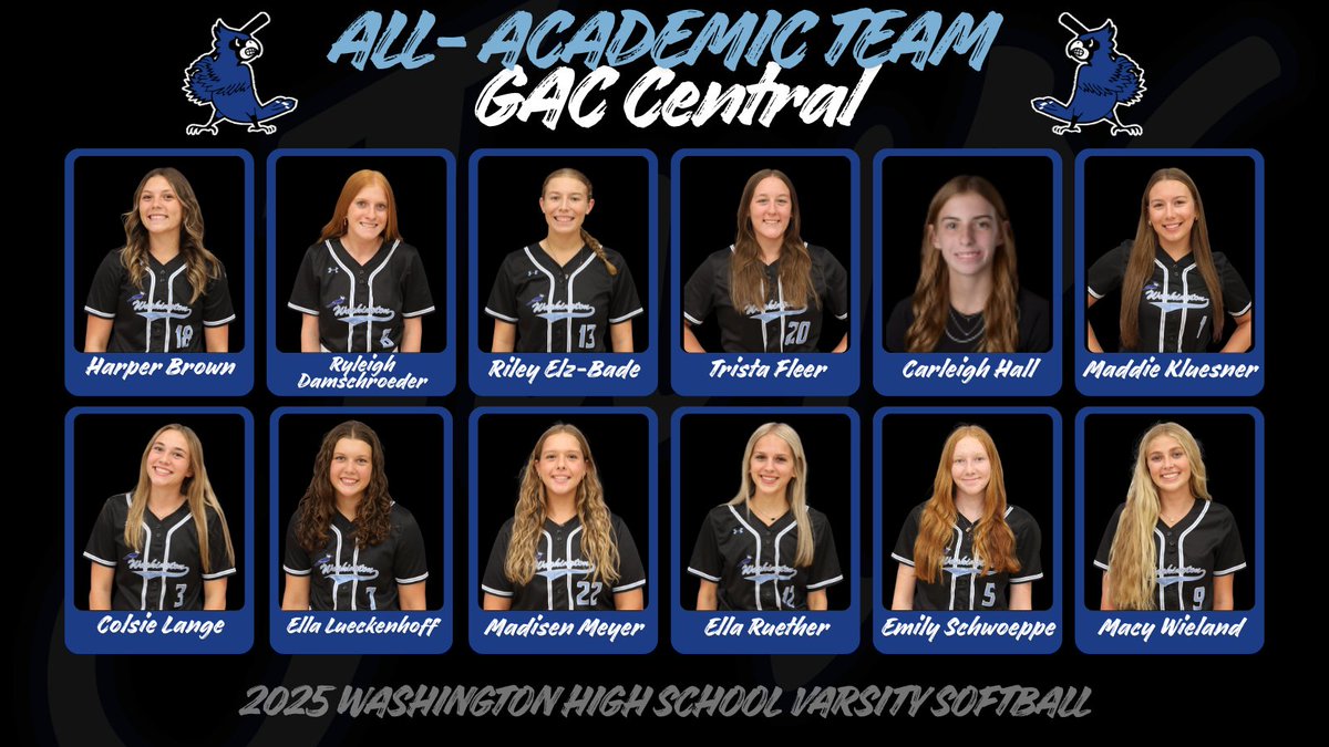 Congratulations to the following players who made the GAC Central All-Academic Team! 

Harper Brown
Ryleigh Damschroeder
Riley Elz-Bade
Trista Fleer
Carleigh Hall
Maddie Kluesner
Colsie Lange
Ella Lueckenhoff
Madisen Meyer
Ella Ruether
Emily Schwoeppe
Macy Wieland