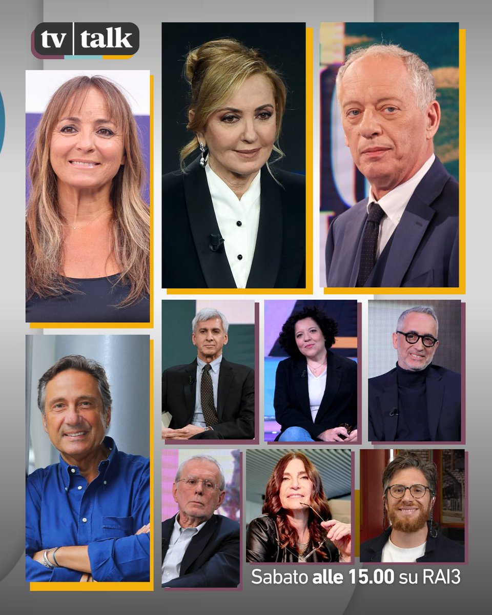Che cos'hanno in comune Peter Gomez, Barbara Palombelli, Camila Raznovich e Mario Tozzi? Sono gli ospiti della prossima puntata di #TvTalk 😌

👉 Sabato pomeriggio, sempre alle 15.00, sempre su #Rai3 🔝
