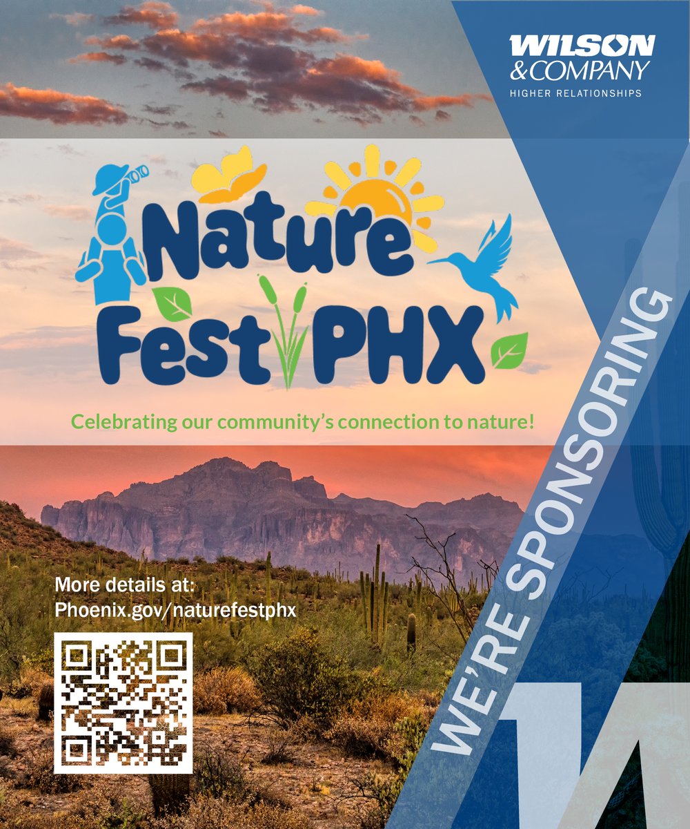 Wilson &amp; Company is proud to sponsor Nature Fest PHX tomorrow, Nov 8! As planning, mobility &amp; environmental pros, we’re dedicated to sustainable, collaborative infrastructure solutions that keep nature thriving and inspire future professionals. #NatureFest #PHX #Sustainability