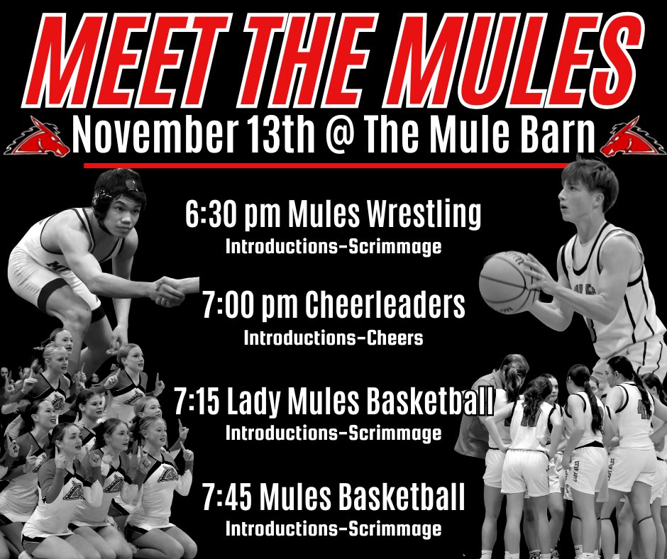 fchsmules's tweet photo. Can you believe it’s already time to kick off winter sports? 🏀❄️

Join us for Winter Meet the Mules on November 13th in The Mule Barn as we introduce our winter athletes and get a sneak peek at what is in store for the season! https://t.co/IsyImKI5hd