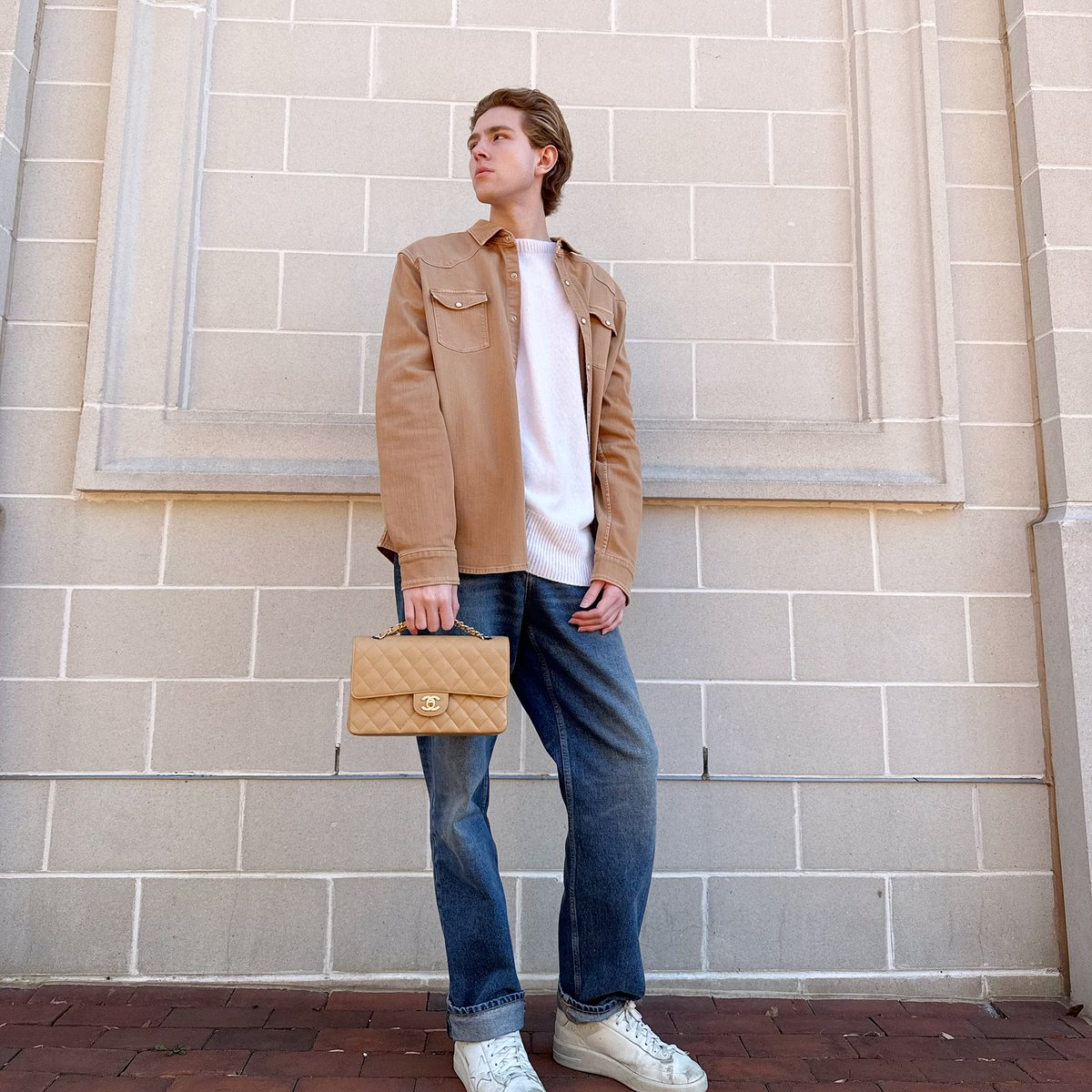 newtoyouinc's tweet image. Outfit details: Sweater: Small Off White Cashmere Silk The Row. Price: $275.00 Shirt: Mens XXL LS Butternut Snaps T.Z. Price: $88.00 Bag: Medium Beige Quilted Classic Flap Chanel. Price: $12,100.00 We are not… #fallstyle #designerconsignment #sustainablefashion #chanel