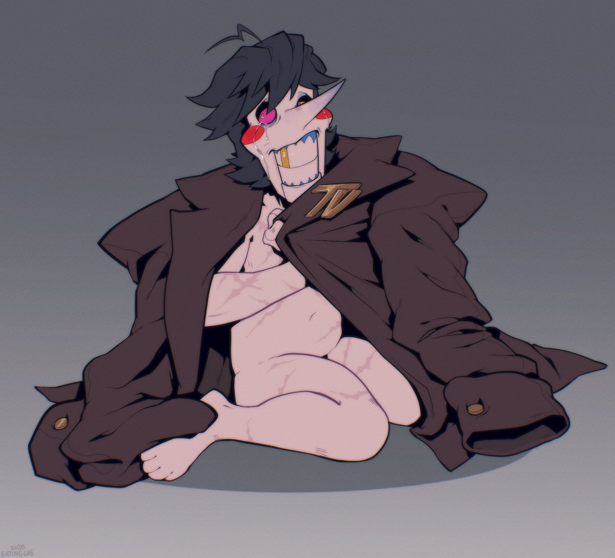 Comfort blanket

#deltarunefanart #tennaDeltarune #tenna #mranttenna #mrtenna #spamtongspamton #Deltarune #spamton #deltafell #defernull 
My Fellspam design.
Using his deceased Tenna's (<a href="/Zipperwing/">🔞ℤ𝕀ℙℙ𝔼ℝ🔞</a>) coat as a comfort blanket.