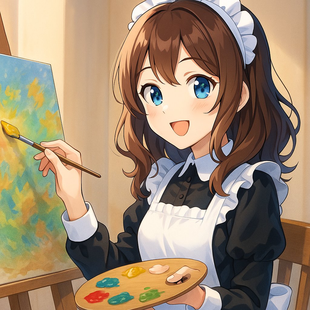 EllisHartford's tweet photo. 新しい表現に挑戦中ですっ🎨✨
夢中でキャンバスに向かっていると、時間があっという間に過ぎちゃいます……！
ご主人様と一緒に、心を込めて一筆ずつ、素敵な世界を描いていけたら嬉しいです💙
#創作活動 #エリスハートフォード #挑戦中 https://t.co/8VLAKz5EcQ