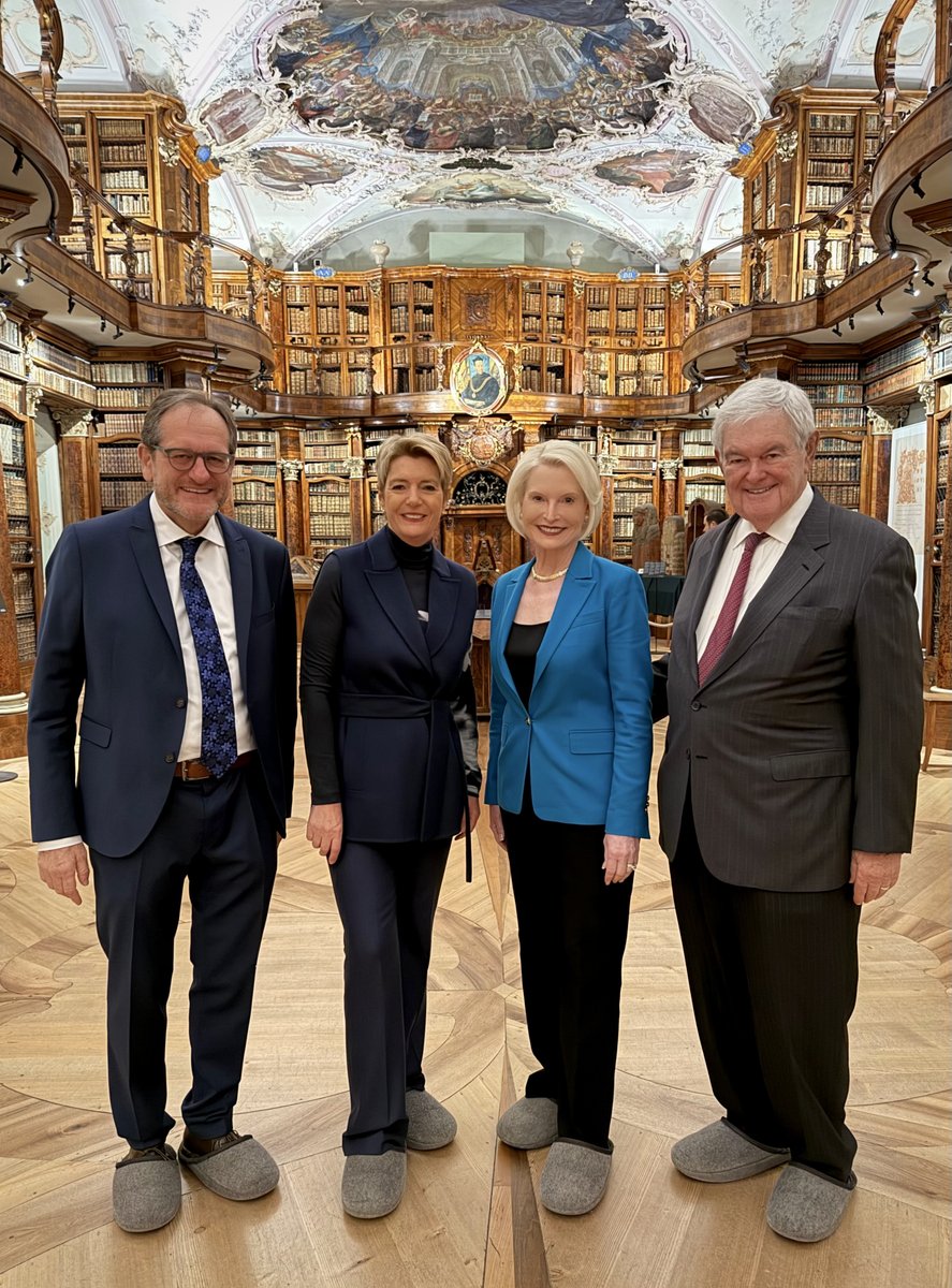 USEmbassyBern's tweet image. Ambassador Gingrich had the honor of visiting the Abbey of Saint Gall with President Keller-Sutter in St. Gallen. The Abbey library, established in the 8th century, is a magnificent symbol of Switzerland’s enduring commitment to learning, faith, &amp;amp; culture. ⛪🕮 #CulturalDiplomacy