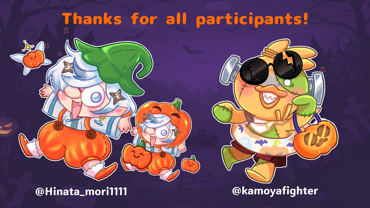 ☾直播成品☾不給圖就搗蛋! 
11/7 完成南瓜怪人和科學怪人的裝扮🎃
臨時發現我好像搞錯日陽的裝扮趕快補畫個差分🥺
感謝兩位的參與！
下次直播會在本周日（內容尚未定好，可能會改成畫生日禮物～）
下收直播存檔連結和雲端連結～
僅限V本人使用喔
#光天畫日 #Hinata_mori1111
#塗鴨本 #kamoyafighter