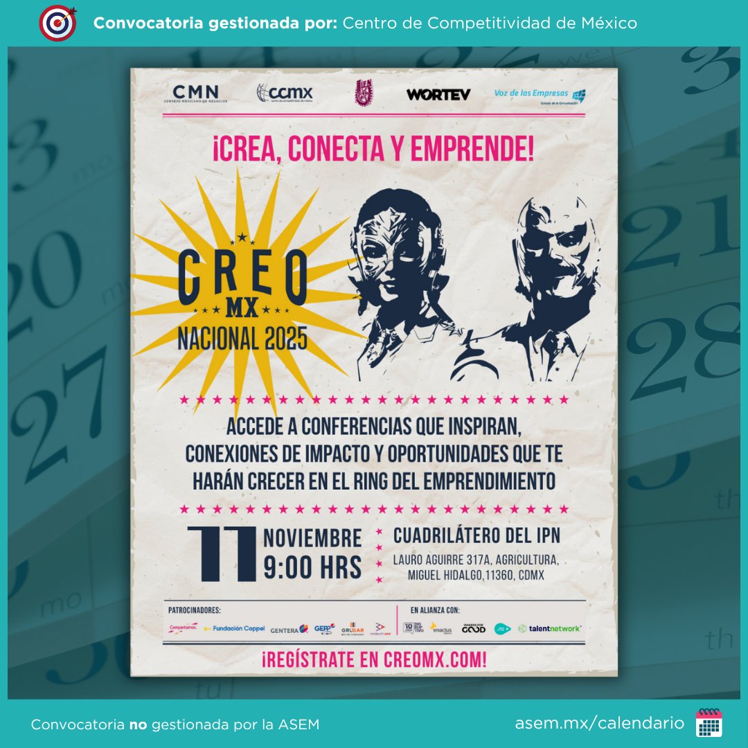 🥊 ¡La campana está por sonar! El ring de <a href="/Creo_Mex/">CreoMX</a>  se llena de ideas, talento y energía emprendedora. 

✅ Prepárate para fortalecer tus habilidades empresariales.  
✅ Conoce y aprende de los expertos en negocios.
✅ Crea alianzas poderosas. 
✅ Inspírate con historias que te
