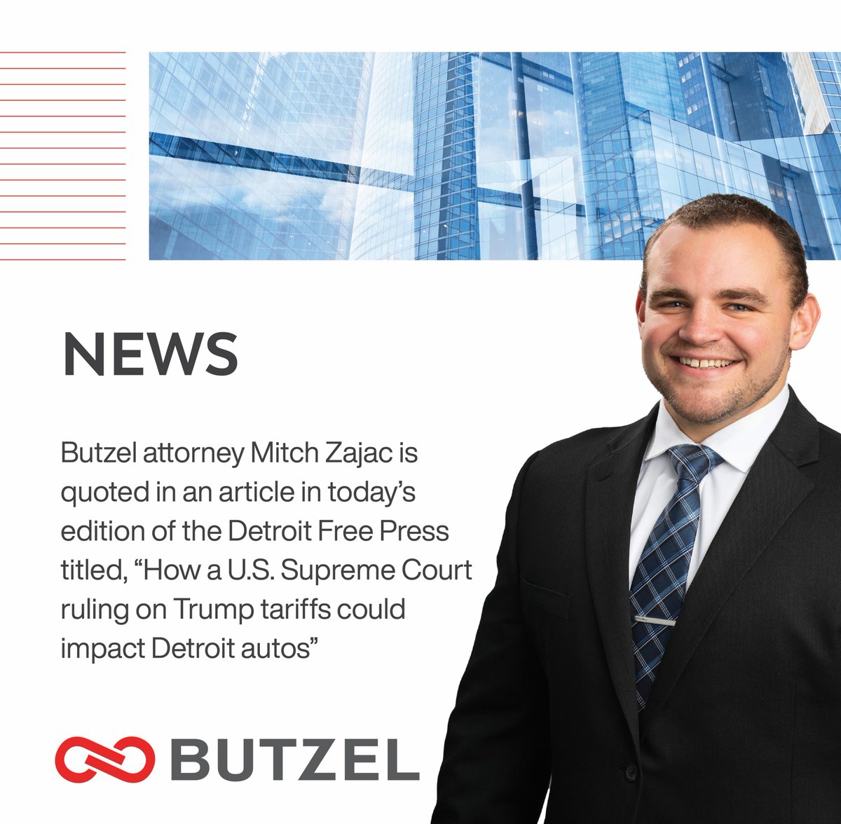 Butzel attorney Mitch Zajac is quoted in an article in today’s edition of the Detroit Free Press. The article is titled, “How a U.S. Supreme Court ruling on #Trump #tariffs could impact Detroit autos.” You may need a subscription to view the article.
freep.com/story/money/ca…