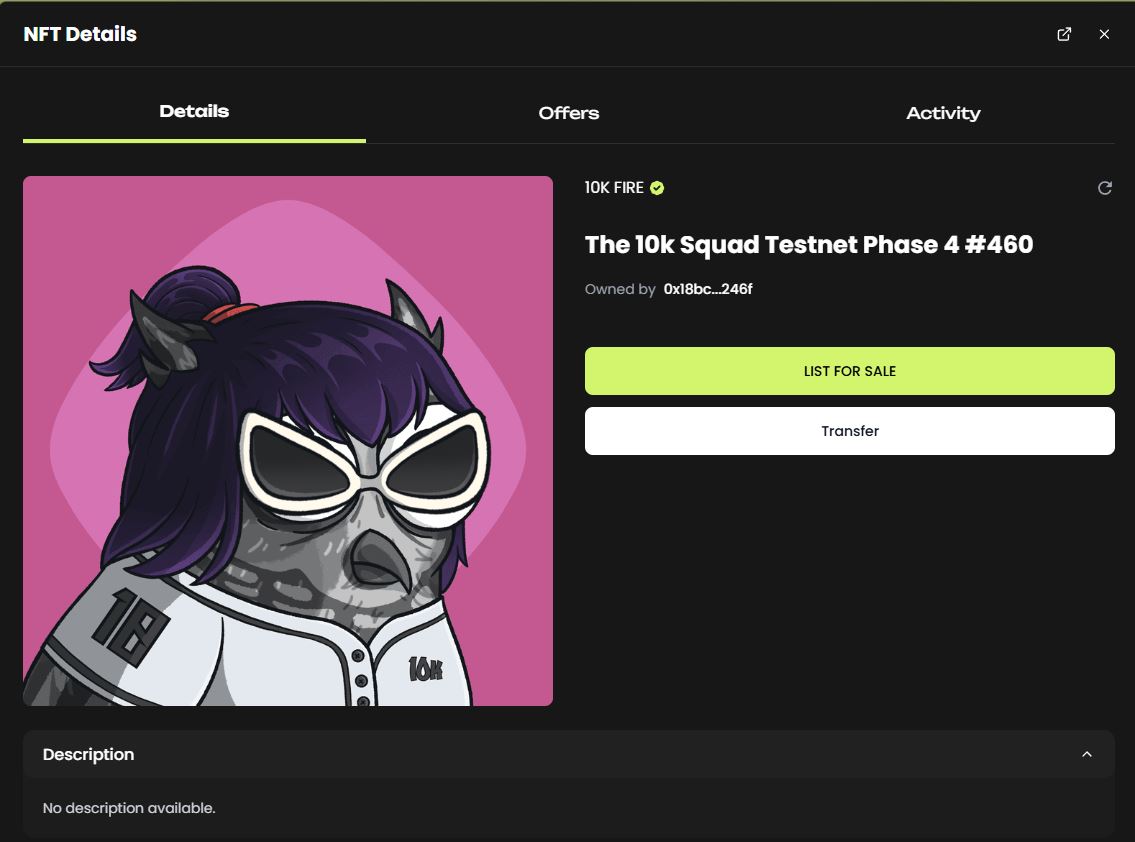 Minted the 4th testnet collection #FIRE from
<a href="/the10kSquad/">The 10k Squad (mainnet arc)</a>