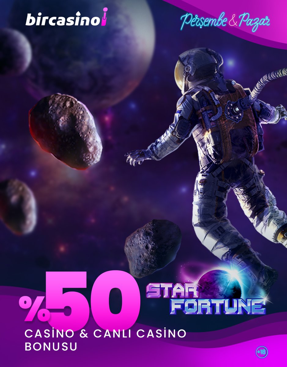 bircasinoresmi's tweet photo. ✨ Star Fortune ile galaksiler arası kazanç yolculuğuna çık! 🌌💫

💰 Her Pazar %50 Casino &amp; Canlı Casino Bonusu ile şansını dene 🚀🎰

Şimdi Oyna 🎉 https://t.co/wbiVJOOsjg 

#BirCasino #StarFortune #CasinoBonusu https://t.co/Erm28cy6W2