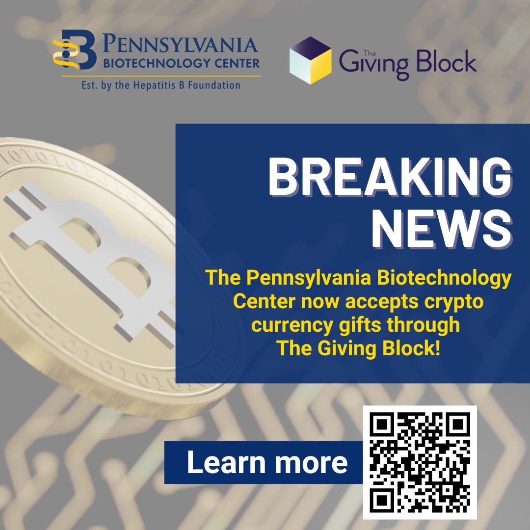 The PABC now accepts #cryptocurrency gifts through The Giving Block! Your support empowers breakthrough life-science #research and innovation in a fast, secure and potentially more tax-efficient way.  
 
Learn more and make your #crypto gift today! 
 
pabiocenter.org/donate/
