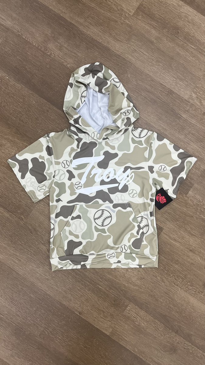 New youth performance short sleeve with hood! Perfect for upcoming baseball season and even perfect Christmas gift. Swing by the store or shop online at TrojanThreads.com