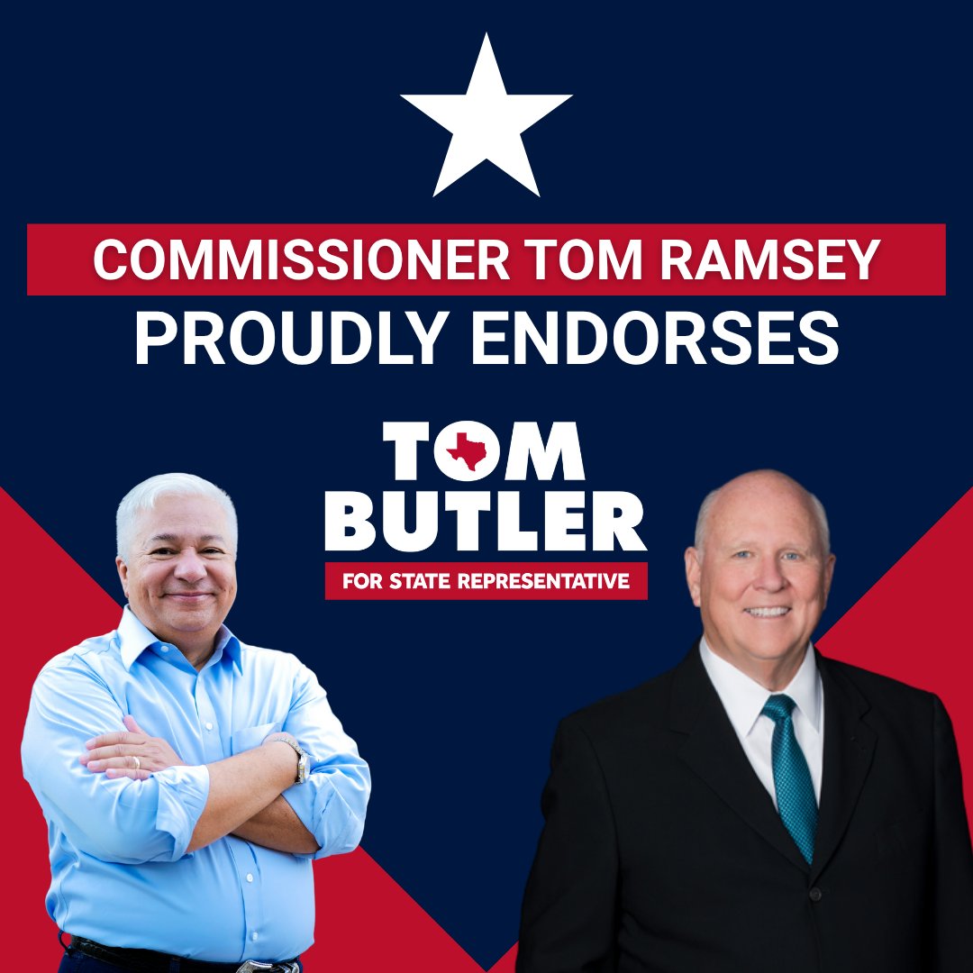 TomButlerTX's tweet image. Honored to have the endorsement of Harris County Commissioner Tom Ramsey — a proven conservative who’s worked tirelessly for our communities and taxpayers. Together, we’ll keep Texas safe and strong! #txlege