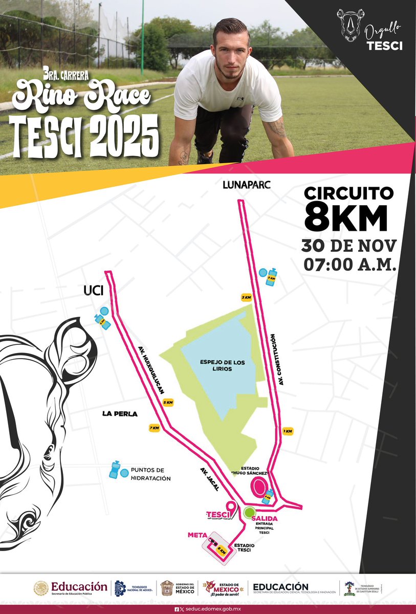 ¡Te presentamos la ruta oficial de nuestra 3ra. Rino Race 2025! 
Este año, el circuito de 8 km está listo para llenarse de energía, esfuerzo y mucha garra runner. 📷
Consulta todos los detalles:📷
tesci.edomex.gob.mx/sites/tesci.ed…