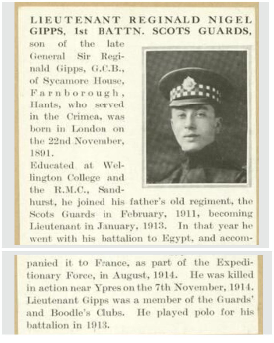 BritishHistorym's tweet photo. Remembering Lieutenant Reginald Nigel Gipps ๐ฌ๐ง
1st Battalion Scots Guards.
Death: 7 November 1914, killed in action near Ypres, Western Front.
Commemorated on the Menin Gate Memorial.
#scotsguards #lestweforget #britishhistory ๐ท @I_W_M https://t.co/OFr7a7lDj7