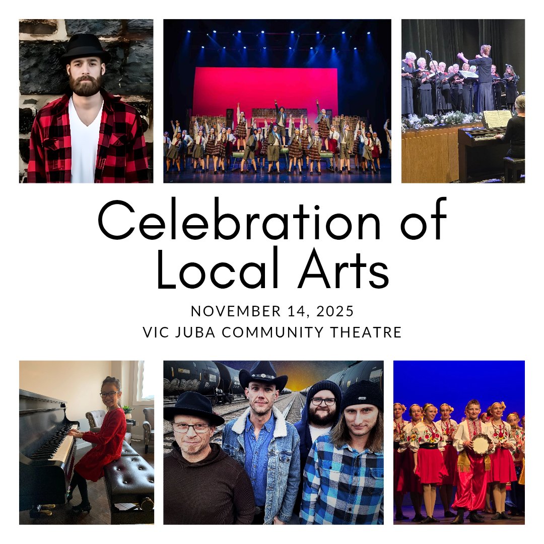 🎭 Celebration of Local Arts! ✨Join us Friday, Nov 14 at Vic Juba Community Theatre for an evening of music, dance, spoken word, drama, and musical theatre from incredible local groups. 🎶🎟️ Tickets just $25 — don’t miss it! Tickets 🎟 here vicjubatheatre.ca/tickets/celebr…