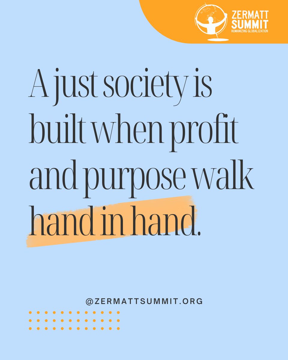 ⚖️ “A just society is built when profit and purpose walk hand in hand.”
Lasting prosperity is achieved when business success aligns with the common good.
#Impact #PurposeDrivenBusiness #ZermattSummit