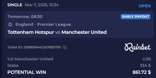 Absolutely unreal early kick off tomorrow. Spurs are utterly rubbish, especially at home so think United will beat them. #AD