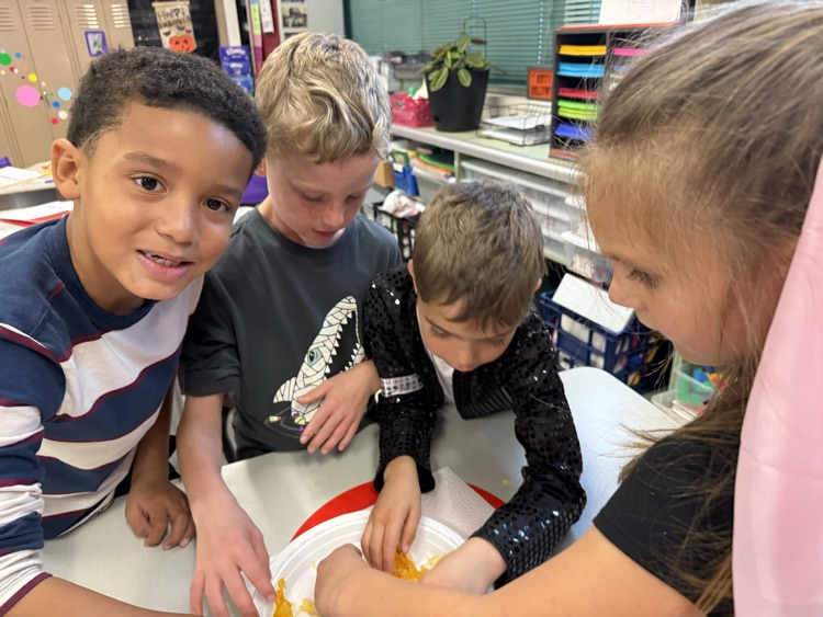 M19_MES's tweet image. Mrs. Zaldana’s class guessed how many seeds were in their pumpkin! After sorting the seeds into ten frames, they discovered there were 538 seeds. The students had so much fun guessing and counting! #MESProud #19EveryStudent