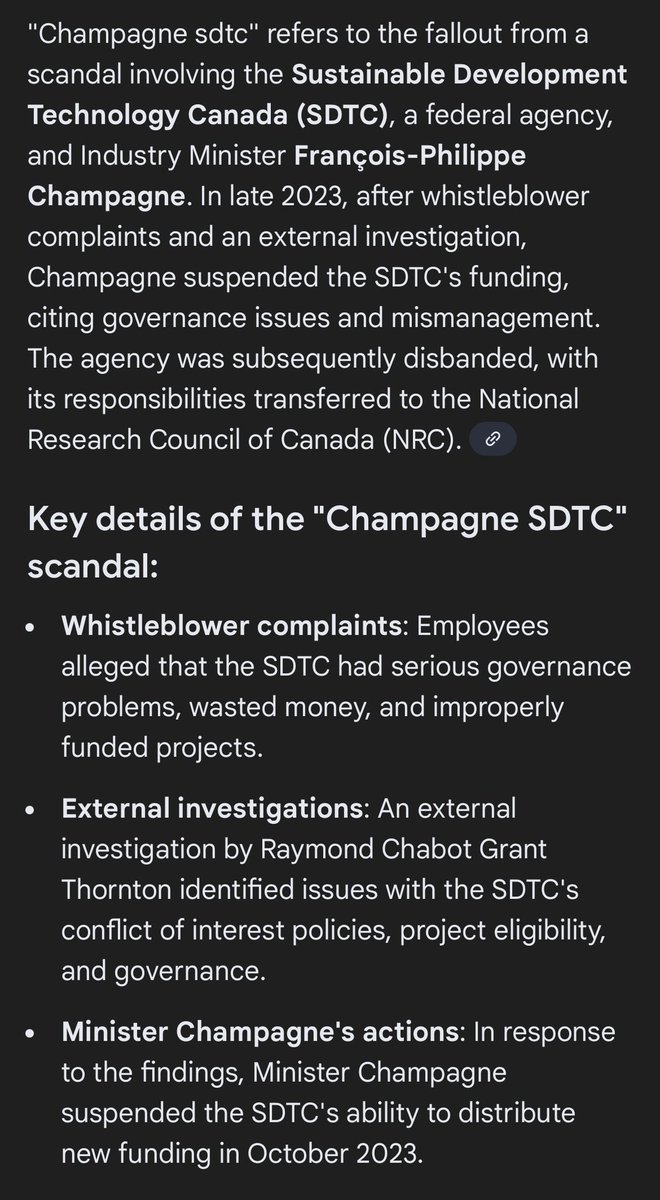 mutchluv's tweet image. Canadians have not forgotten liberals prorogued parliament to stop the SDTC scandal from moving forward minister Champagne. Numerous times funds were given to ineligible projects, insiders, simply changing the name isn’t enough for transparency and accountability ‼️#sdtc
