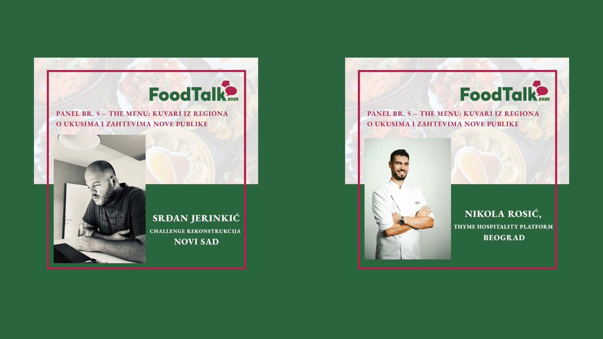 ColorMediaCom's tweet image. Razgovori koji menjaju menije
Jerinkić • Rosić • Raičević • Miladinov • moderator Manojlović - šta publika 2025. želi na tanjiru.
Organizuju Color Press Group &amp;amp; Color Media Events, uz pokroviteljstvo Sekretarijata i Glavnog grada Podgorice.
#FoodTalk2025 #Podgorica #HoReCa