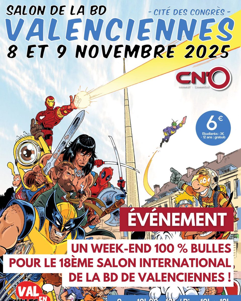 [ÉVÉNEMENT 💬] Les 8 et 9 novembre 2025, la <a href="/CiteCongresVal/">Cité des Congrès</a> se transforme en temple du 9ème art à l’occasion du Salon international de la BD à Valenciennes de <a href="/valenbulles/">Valenbulles</a> !

Un article à découvrir ici ⤵️
cno-radio.fr/article-info-1…

#CNORadio #Valenciennes #Anzin #bandedessinee