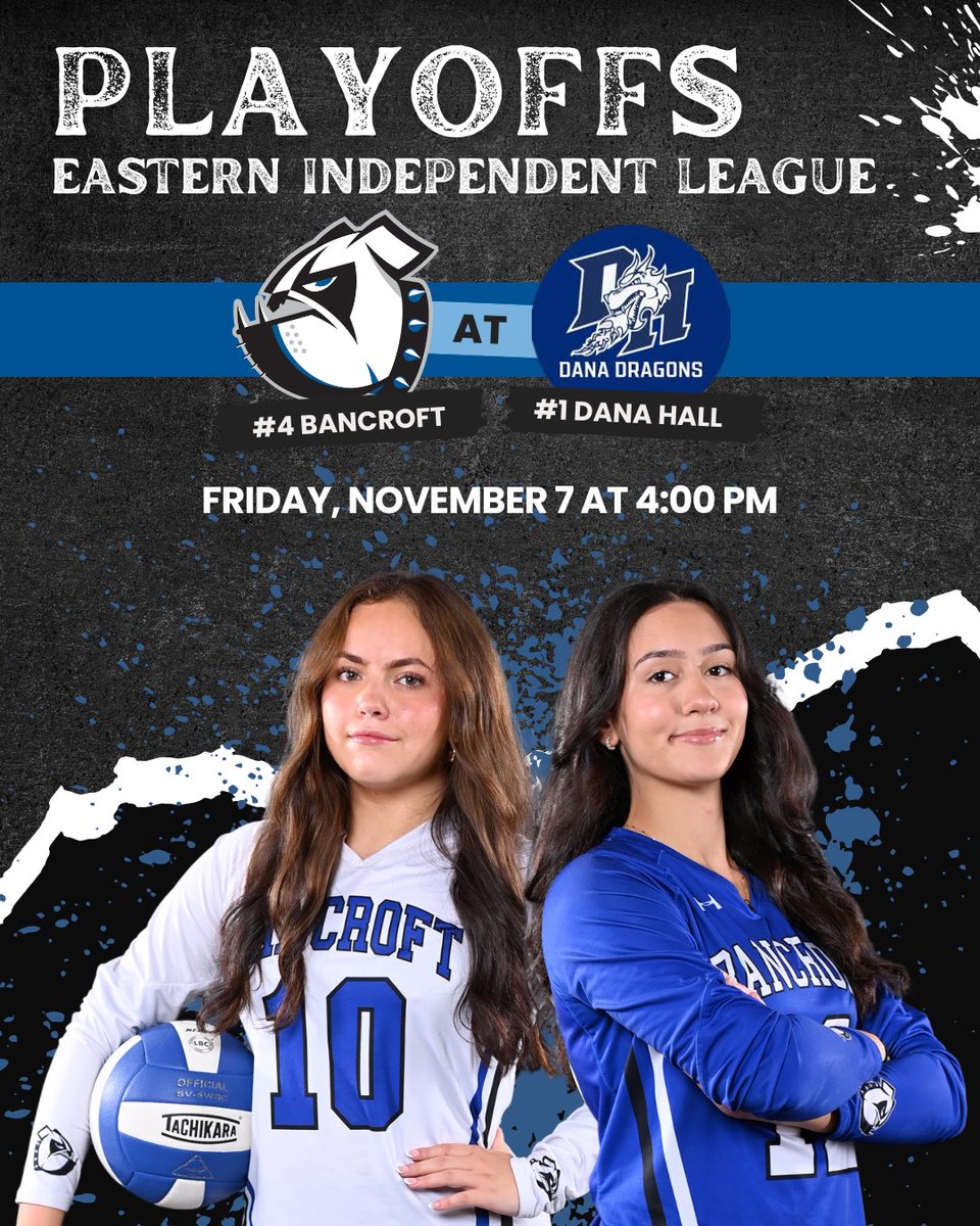 RT SportsBancroft: 🐾🚨 𝐏𝐋𝐀𝐘𝐎𝐅𝐅 𝐁𝐎𝐔𝐍𝐃 🚨🐾

Varsity Volleyball is headed to the Eastern Independent League Playoffs❕

The #4 Bulldogs are on the road 🚌 to take on #1 <a href="/DanaHallSchool/">Dana Hall School</a> this afternoon at 4:00 PM! 🏐🏆

#OnePack #BulldogNation