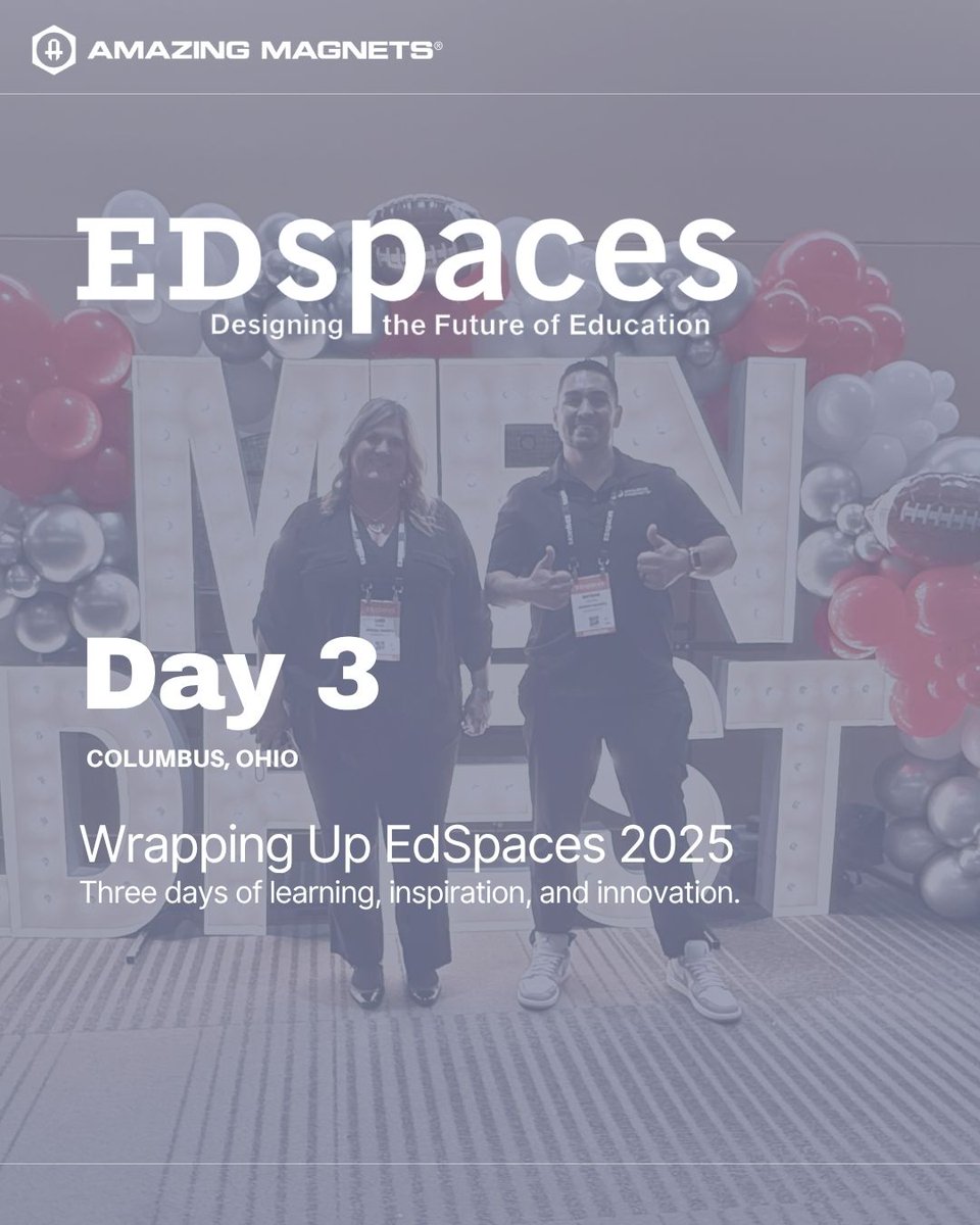 AmazingMagnets's tweet image. That’s a wrap on #EdSpaces2025!
We’re leaving Columbus inspired by the creativity, collaboration, and forward-thinking ideas shared throughout the week. 🚀
#amazingmagnets #Education #innovation