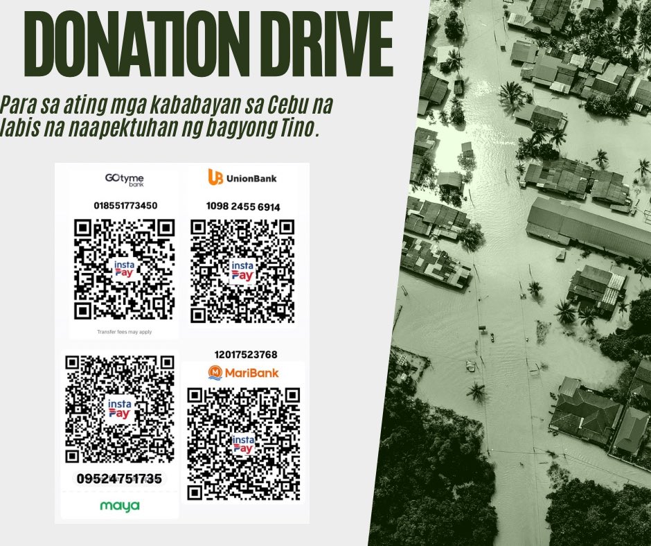 phenomenal_kcmb's tweet image. 🤍 𝗟𝗲𝘁’𝘀 𝗿𝗶𝘀𝗲 𝘁𝗼𝗴𝗲𝘁𝗵𝗲𝗿 𝘄𝗶𝘁𝗵 𝘁𝗵𝗲𝗺. 🤍

Good day, KathCakes.
In light of the recent Typhoon Tino, which has greatly affected and caused significant losses to our members in Negros and Cebu, we’re reaching out to your generous hearts for any amount of…