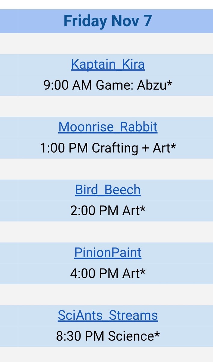 #SaveTheVaquita week continues with these folks!
(Mountain time)

kaptainkira @ 9
moonrise_rabbit @ 1
bird_beech @ 2
pinionpaint @ 4
<a href="/SciAnts_Media/">SciAnts</a> @ 8:30

Share and follow and support these awesome streamers!