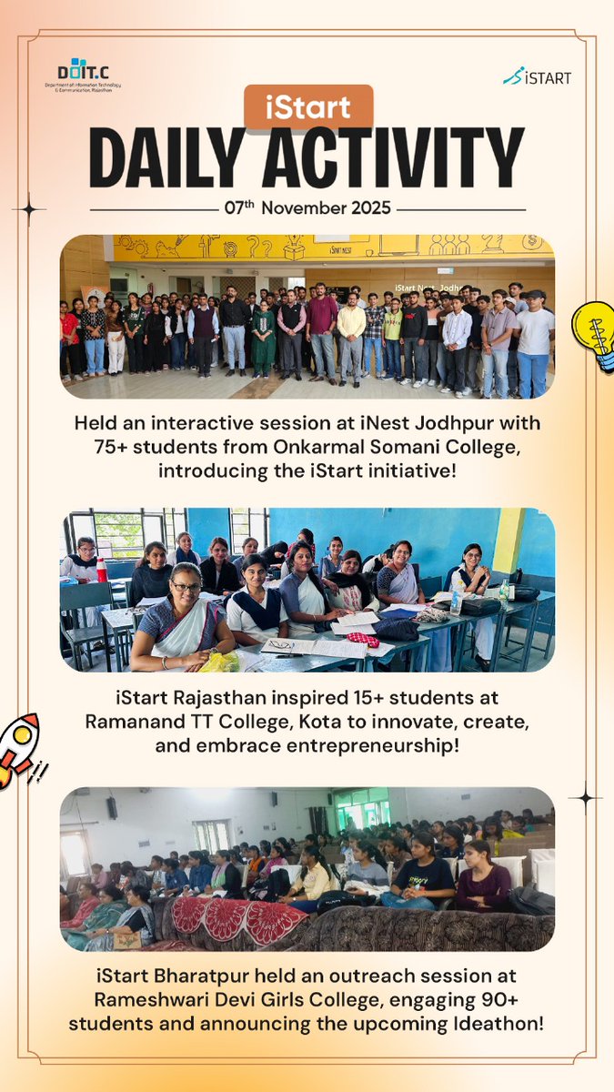 Empowering Rajasthan's Future Entrepreneurs Glimpses of the activities carried out on 7th November 2025.

#iStartRajasthan #Entrepreneurship #DailyActivities