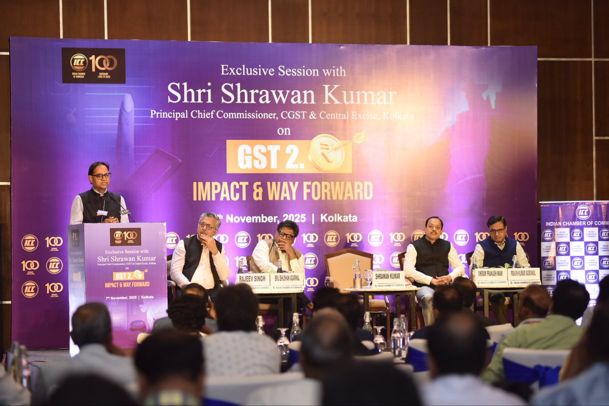 ICC_Chamber's tweet image. We have received an overwhelmingly positive response from the audience, indicating strong engagement and interest. 

An exclusive, in-depth session was held with Shri Shrawan Kumar, Principal Chief Commissioner of CGST &amp;amp; Central Excise, Kolkata, focusing on various facets of GST…