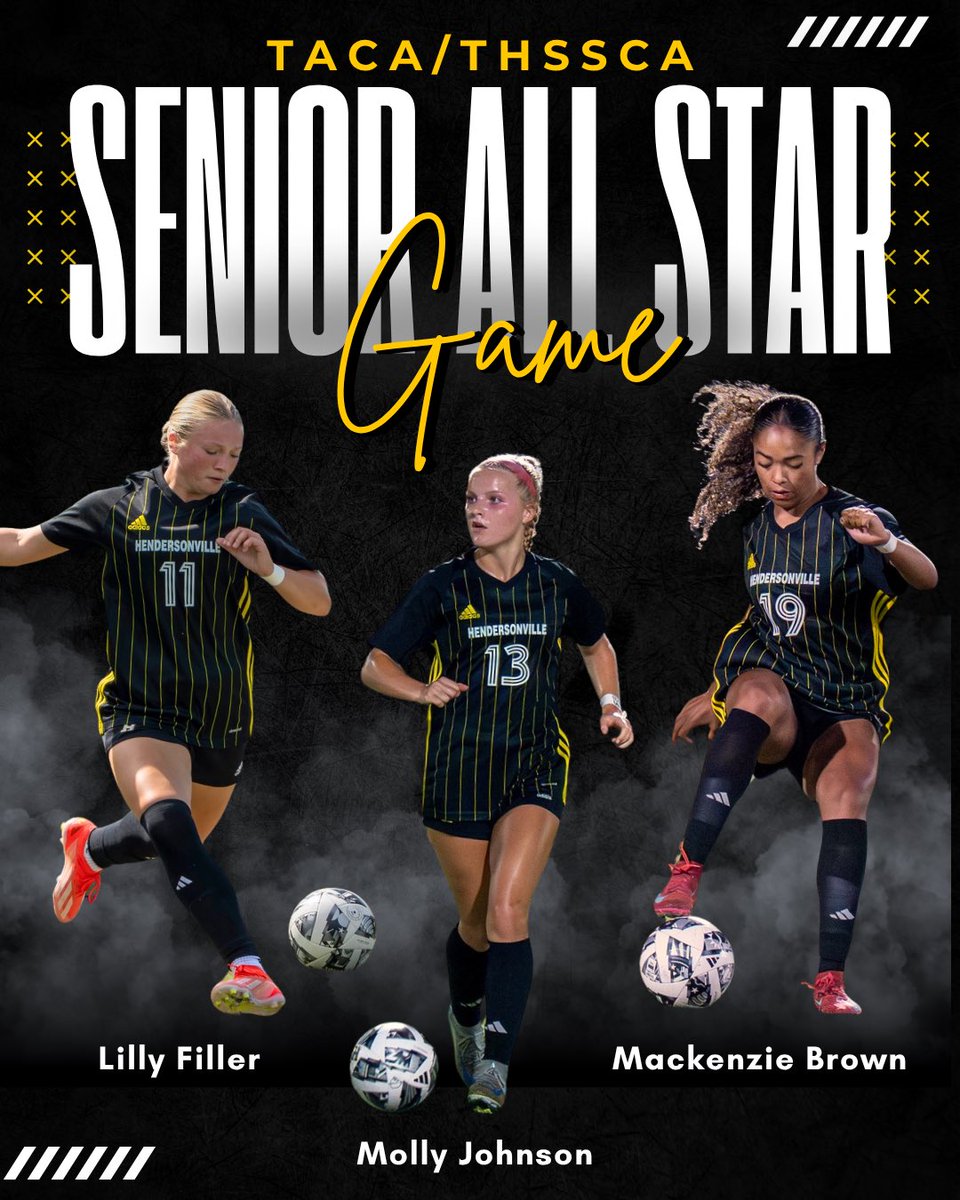 Congratulations to Mackenzie Brown, Lilly Filler and Molly Johnson on being selected to play in the TACA/THSSCA Senior All Star Game! The game will be played Saturday, November 8th at 2pm at Russ Plummer Stadium.